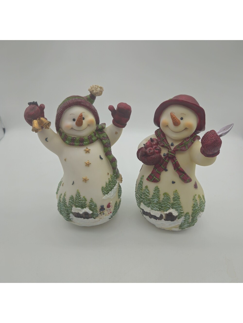 Vintage Set Of 2 Home Interior Snowmen 8"
